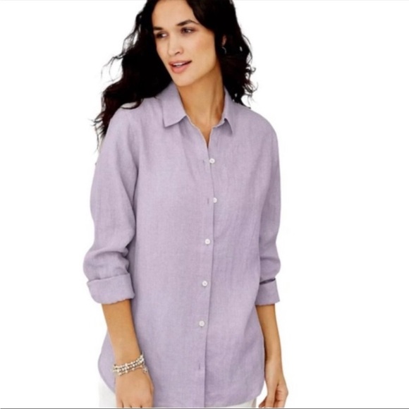 J. Jill Tops - J. Jill Button Down Long Sleeves 100% Linen Shirt Blouse Top Size XL